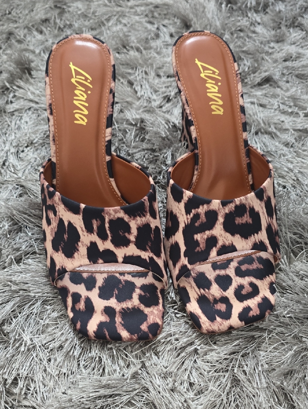 Liliana Leopard Print Slide Mules in Brown and Black